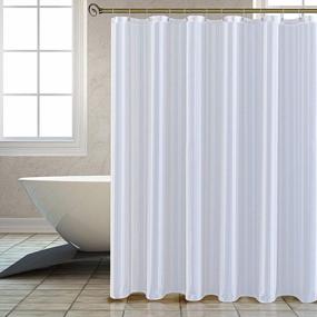 img 3 attached to Biscaynebay Fabric Shower Curtains Or Liners 72 Inches By 72 Inches, White Water Repellent Damask Stripes Bathroom Curtains,Rust Resistant Grommets Top Weighted Bottom With 12 Hooks