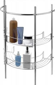 img 3 attached to Under-The-Sink Bathroom Quality Pedestal Storage Rack With 2 Shelves & Hand Towel Bar, Chrome Plated