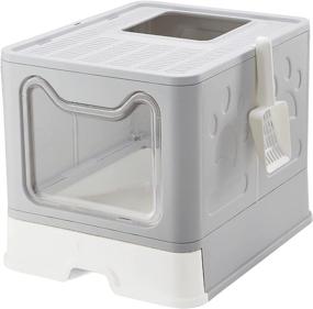 img 4 attached to 🐱 Top Entry Cat Litter Box with Lid and Drawer - Gefryco Cat Litter Pan with Scoop