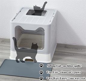 img 1 attached to 🐱 Top Entry Cat Litter Box with Lid and Drawer - Gefryco Cat Litter Pan with Scoop