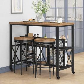img 2 attached to Industrial Style Bar Table Set With Stools And Storage - Perfect For Dining And Living Rooms!