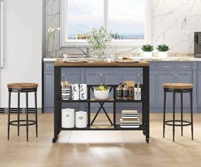 img 1 attached to Industrial Style Bar Table Set With Stools And Storage - Perfect For Dining And Living Rooms!
