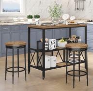 industrial style bar table set with stools and storage - perfect for dining and living rooms! logo