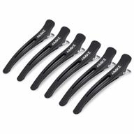 aimike 6pcs professional hair clips for styling sectioning, non slip no-trace duck billed hair clips with silicone band, salon and home hair cutting clips for hairdresser, women, men - black 4.3” long logo
