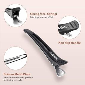 img 1 attached to AIMIKE 6Pcs Professional Hair Clips For Styling Sectioning, Non Slip No-Trace Duck Billed Hair Clips With Silicone Band, Salon And Home Hair Cutting Clips For Hairdresser, Women, Men - Black 4.3” Long