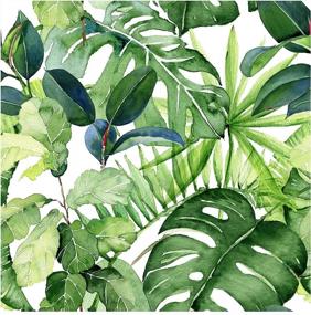 img 4 attached to Transform Your Living Space With HAOKHOME'S Tropical Peel And Stick Wallpaper: Lush Palm Leaves For Effortless Removable Home Decor - 17.7In X 118In Dimensions