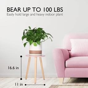 img 3 attached to Lagute Wood Plant Stand - Mid Century Tall Plant Stands For Indoor Plants - Modern Plant Table For Flower Pots - Round Side Table End Table Home Decor, 11"Dx16.5"H, Pink
