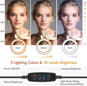 img 3 attached to 10'' LED Ring Light With Tripod Stand & Phone Holder For Live Streaming/Photography, Dimmable Selfie Makeup Video Recording Light With 3 Modes & 10 Brightness Levels