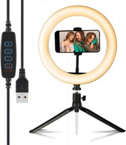 img 4 attached to 10'' LED Ring Light With Tripod Stand & Phone Holder For Live Streaming/Photography, Dimmable Selfie Makeup Video Recording Light With 3 Modes & 10 Brightness Levels