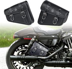 img 4 attached to 🖕 Sresk Motorcycle Accessories, 2 Pack Synthetic Leather Motorcycle Swingarm Bags Universal Side Tool Bags Saddlebags, Compatible with HD XL883 XL1200 Custom Street 750 Rebel 300 500 (Filpping Finger)