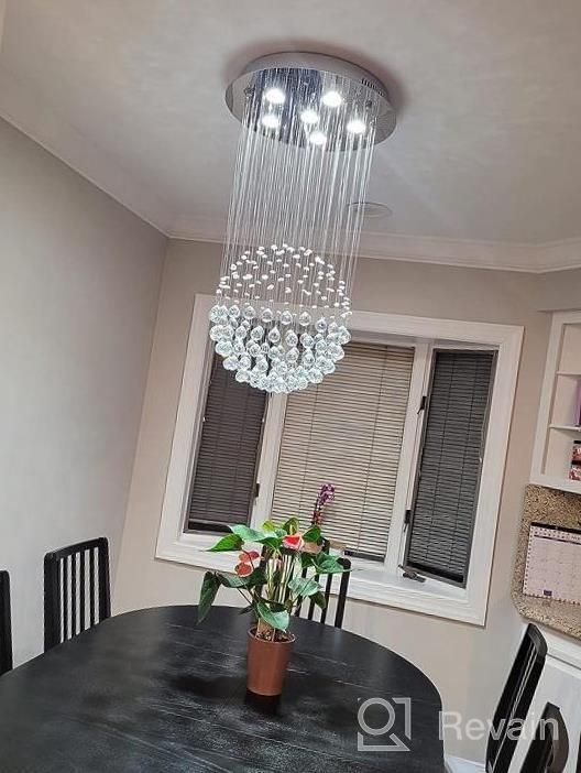 img 1 attached to Saint Mossi Chandelier Modern K9 Crystal Raindrop Chandelier Lighting Flush Mount LED Ceiling Light Fixture Pendant Lamp For Dining Room Bathroom Bedroom Livingroom 6 GU10 LED Bulbs Required H32 X D18 review by Chris Barreto