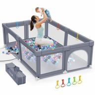 large baby playard with zipper gates, no gaps see-through mesh anti-fall kids activity center 79" x 59 logo