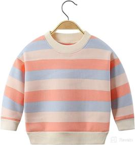 img 4 attached to Cozy and Stylish Ctskyte Toddler Unisex Kids Fleece Long Sleeve 👕 Pullover Sweatshirt with Stripes and Crew-Neck - Perfect for Fall and Winter!