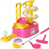 pink golf toy set for girls: iplay, ilearn's outdoor sport toys with unicorn sticker, left & right glub head for indoor and outdoor play - perfect birthday gift for toddler child aged 3-8! logo