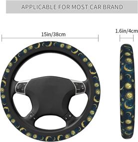 img 2 attached to 🌙 Enhance Your Car's Style and Comfort: Boho Moon Sun Star Neoprene Steering Wheel Cover - Universal Fit for Cars, Trucks, and SUVs