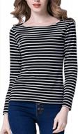 tulucky women's casual long sleeve striped tees - round neck tank tops логотип