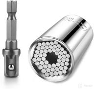 🔧 blendx universal socket set 1/4"-3/4" (7mm to 19mm) with ratchet, wrench power drill adapter - perfect gift for men, handyman, husband, father, boyfriend, him (silver) логотип