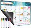 dry erase magnetic calendar for refrigerator - 16.9" x 11.8", with blank note section, pens/markers included, perfect fridge calendar for kids! logo