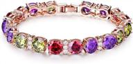 gulicx women rose gold plated round cubic zirconia bracelets with red, purple, green, pink and white cz logo