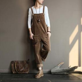 img 2 attached to Women'S Loose Fit Corduroy Overalls With Adjustable Straps - Gihuo Baddy Jumpsuit