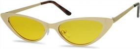 img 3 attached to Flat Full Metal Narrow Shades - Круглые овальные солнцезащитные очки «кошачий глаз» SunglassUP с цветным оттенком