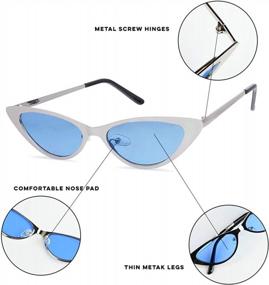 img 1 attached to Flat Full Metal Narrow Shades - Круглые овальные солнцезащитные очки «кошачий глаз» SunglassUP с цветным оттенком