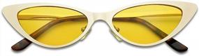 img 4 attached to Flat Full Metal Narrow Shades - Круглые овальные солнцезащитные очки «кошачий глаз» SunglassUP с цветным оттенком
