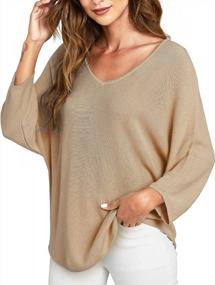 img 2 attached to Lightweight V-Neck Knitted Pullover Sweater: PULI Women'S 3/4 Sleeve Basic T-Shirt Top
