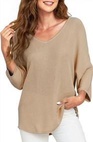 img 4 attached to Lightweight V-Neck Knitted Pullover Sweater: PULI Women'S 3/4 Sleeve Basic T-Shirt Top