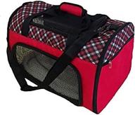airline approved pet carrier for cats and toy/small dogs up to 10lbs - soft-sided canvas bag with mesh windows for airflow (plaid, red) logo