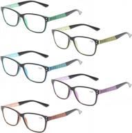5 pack fashion reading glasses w/ stylish pattern - kerecsen spring hinge readers logo