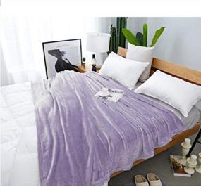 img 2 attached to CLOTHKNOW Фиолетовые фланелевые одеяла для кроватей King Luxury Lavender Большие одеяла для кроватей Фиолетовые королевские одеяла Легкие одеяла и покрывала Уютная диван-кровать Супер мягкий и теплый плюш для взрослых (90 ''X 102 '')