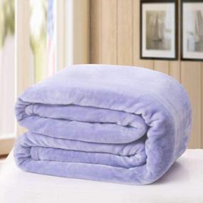 img 4 attached to CLOTHKNOW Фиолетовые фланелевые одеяла для кроватей King Luxury Lavender Большие одеяла для кроватей Фиолетовые королевские одеяла Легкие одеяла и покрывала Уютная диван-кровать Супер мягкий и теплый плюш для взрослых (90 ''X 102 '')