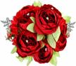 luyue vintage artificial peony silk flowers bouquet home wedding decoration (red) logo