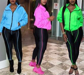 img 3 attached to ECHOINE Women'S Sexy 2 Piece Outfits Tracksuit Long Sleeve Jacket Skinny Joggers Pants Set Bodycon Jumpsuits