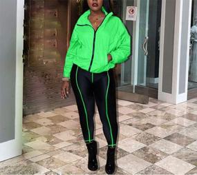 img 2 attached to ECHOINE Women'S Sexy 2 Piece Outfits Tracksuit Long Sleeve Jacket Skinny Joggers Pants Set Bodycon Jumpsuits