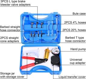 img 3 attached to 🔵 YSTOOL Brake Clutch Fluid Hand Pump Vacuum Bleeder Tool Kit for Auto Car Truck Motorcycle with Power Steering Fluid Bleeding Set, Brake Oil Change, and Hand Pump Jar Adapters (Blue)
