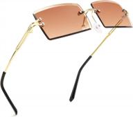 feisedy vintage rimless rectangle sunglasses women men frameless candy color b2642 logo