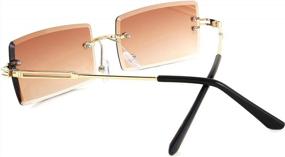 img 1 attached to FEISEDY винтажные прямоугольные солнцезащитные очки без оправы женские мужские бескаркасные карамельный цвет B2642