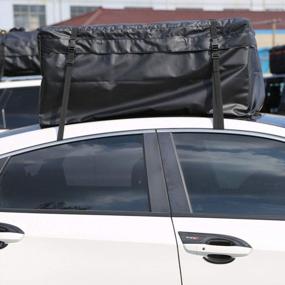 img 4 attached to FINDAUTO Cargo Bag, Водонепроницаемая грузовая сумка Складные мягкие багажники на крышу Работает с багажником на крышу или без него (15 куб. футов)
