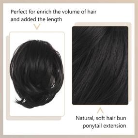 img 1 attached to BARSDAR Hair Bun Ponytail Extension, Straight Synthetic Hairpiece Fully Short Ponytail Bun Extensions Hair Accessories Elastic Easy Scrunchie For Women (Dark Brown)