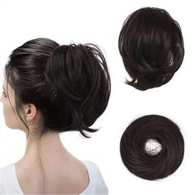 img 4 attached to BARSDAR Hair Bun Ponytail Extension, Straight Synthetic Hairpiece Fully Short Ponytail Bun Extensions Hair Accessories Elastic Easy Scrunchie For Women (Dark Brown)