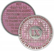 9 year sobriety coin legacy aa chip thick triplate recovery anniversary token (pink) logo