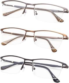 img 4 attached to 👓 3-Pack of Gr8sight Half-Rim Reading Glasses with Spring Hinges for Women and Men