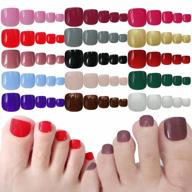 360pc short square press on toe nails цветные глянцевые накладные ногти на ногах 10 размеров 15 цветов полное покрытие искусственные накладные ногти для женщин девочки-подростки логотип