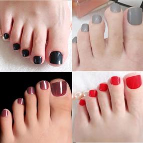 img 3 attached to 360Pc Short Square Press On Toe Nails Colored Glossy Fake Toenails 10 Sizes 15 Colors Full Cover Artificial False Toenail For Women Teen Girls