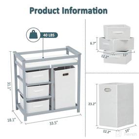 img 1 attached to 👶 FIZZEEY Grey Changing Table - Comprehensive Baby Changing Station with Convenient Features including Diaper Storage, Laundry Hamper, 3 Drawers, and Comfy Changing Pad