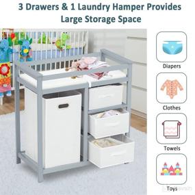 img 3 attached to 👶 FIZZEEY Grey Changing Table - Comprehensive Baby Changing Station with Convenient Features including Diaper Storage, Laundry Hamper, 3 Drawers, and Comfy Changing Pad