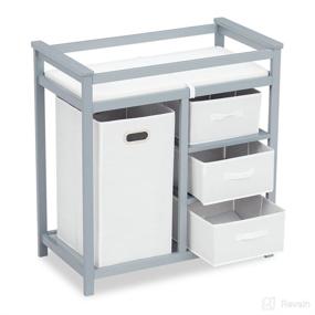 img 4 attached to 👶 FIZZEEY Grey Changing Table - Comprehensive Baby Changing Station with Convenient Features including Diaper Storage, Laundry Hamper, 3 Drawers, and Comfy Changing Pad