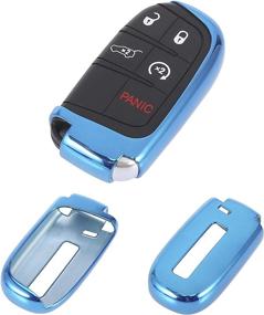 img 1 attached to 🔑 Enhance Your Jeep's Key Protection with X AUTOHAUX Blue TPU Remote Key Cover Case